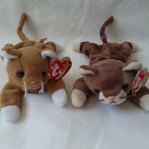 TY Beanie Babies Set of‎ 2 Cats Pounce & Nip